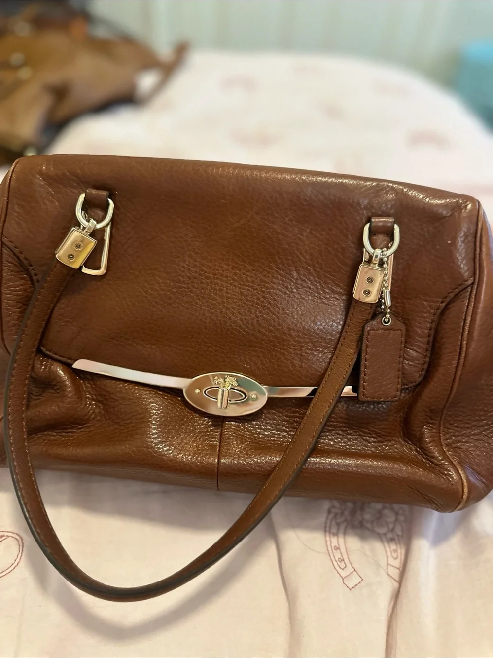 Coach Brown Leather Turnlock Satchel